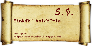 Sinkó Valéria névjegykártya