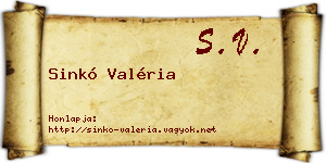 Sinkó Valéria névjegykártya